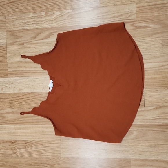 Anthropology E (hanger) M rust colored scalloped camisole top size small - Picture 2 of 5